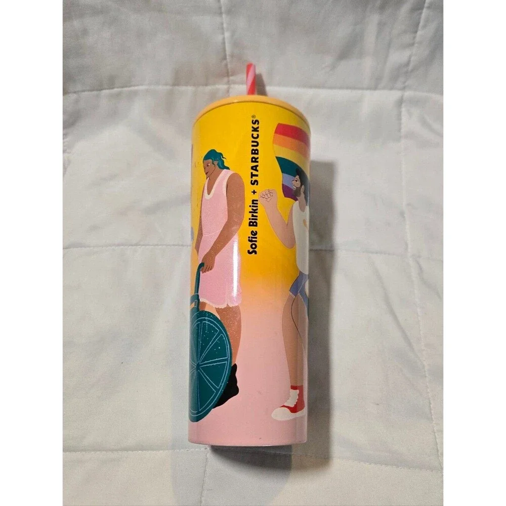 Starbucks X SOFIE BIRKIN LGBTQ+ Pride Rainbow Parade Cup Tumbler With Straw 24oz